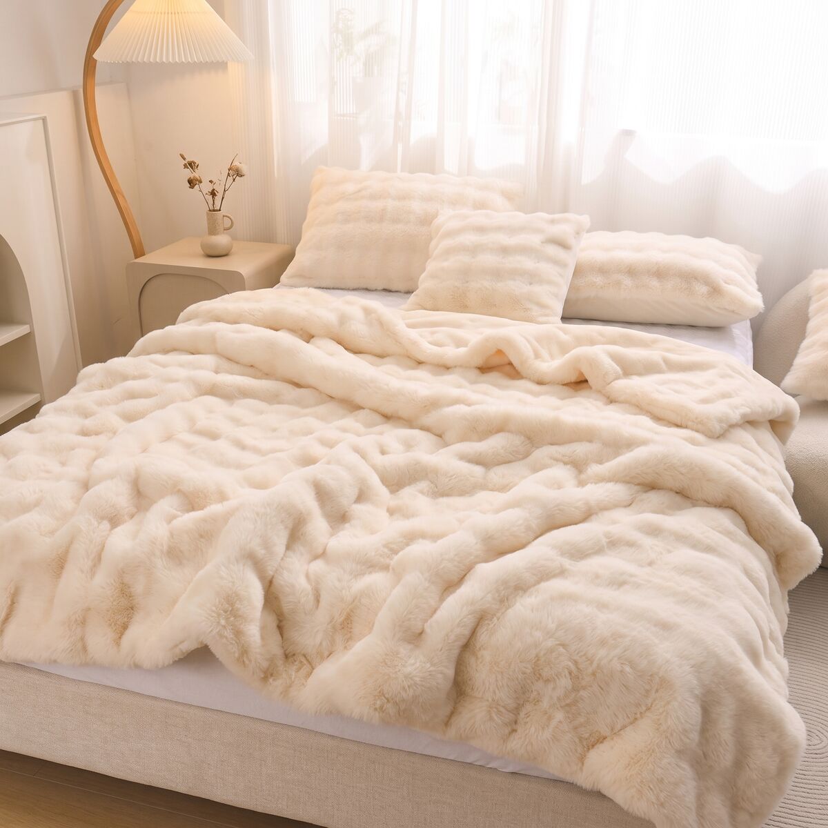 Angora Velvet Throw in Cream